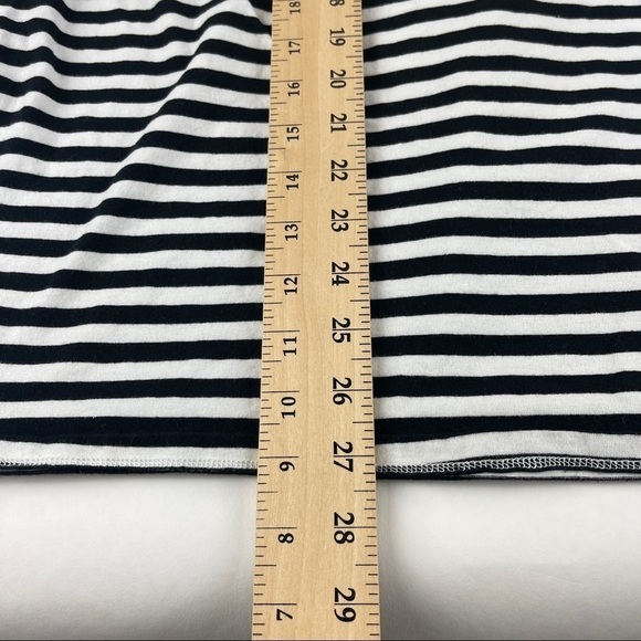 H&M Dress Womens Medium Blue White Striped Round Neck Scrunched Sleeve - Picture 5 of 8